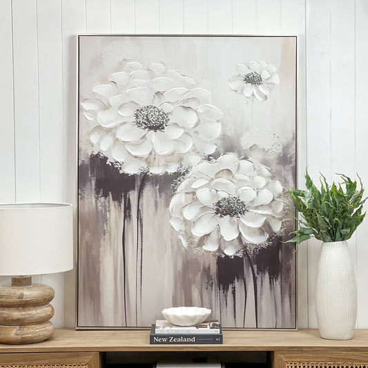 Large G&W Flowers (1) Painted Canvas