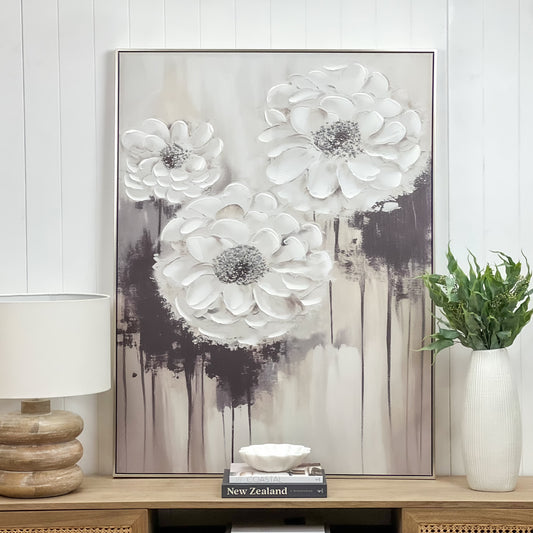Large G&W Flowers (2) Painted Canvas