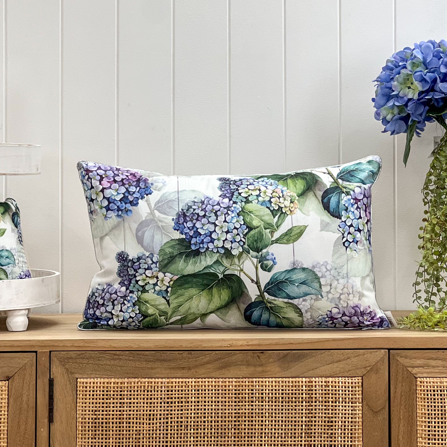 Skinny White Hydrangea Cushion