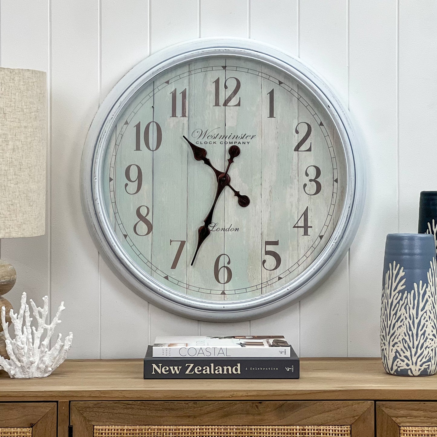 Blue Weatherboard Clock