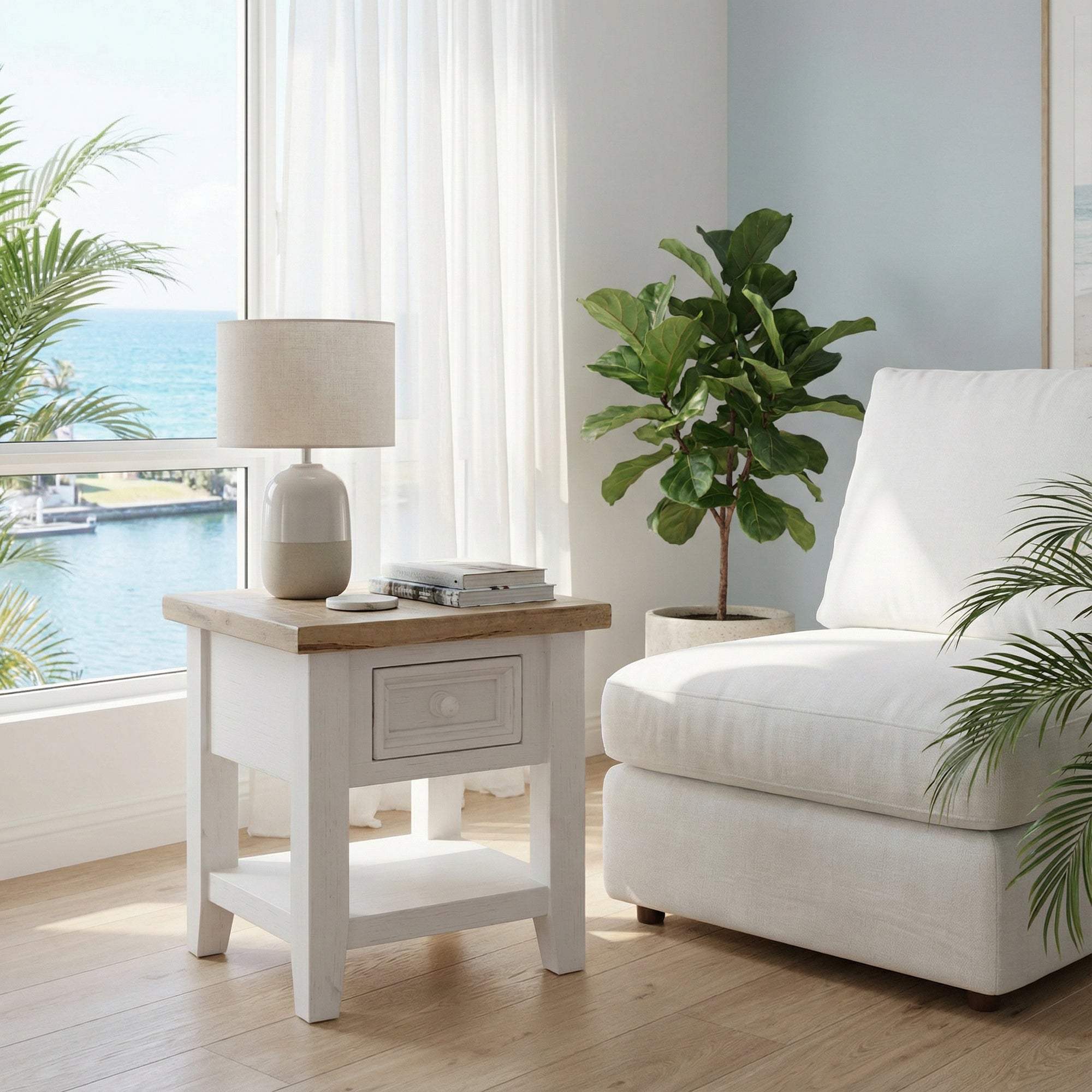 Beach House Lamp Table w/ Draw