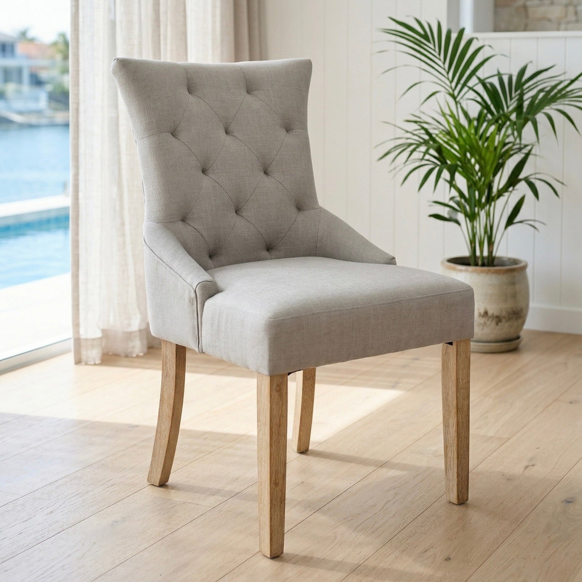 Grey Wingback Dining Chair