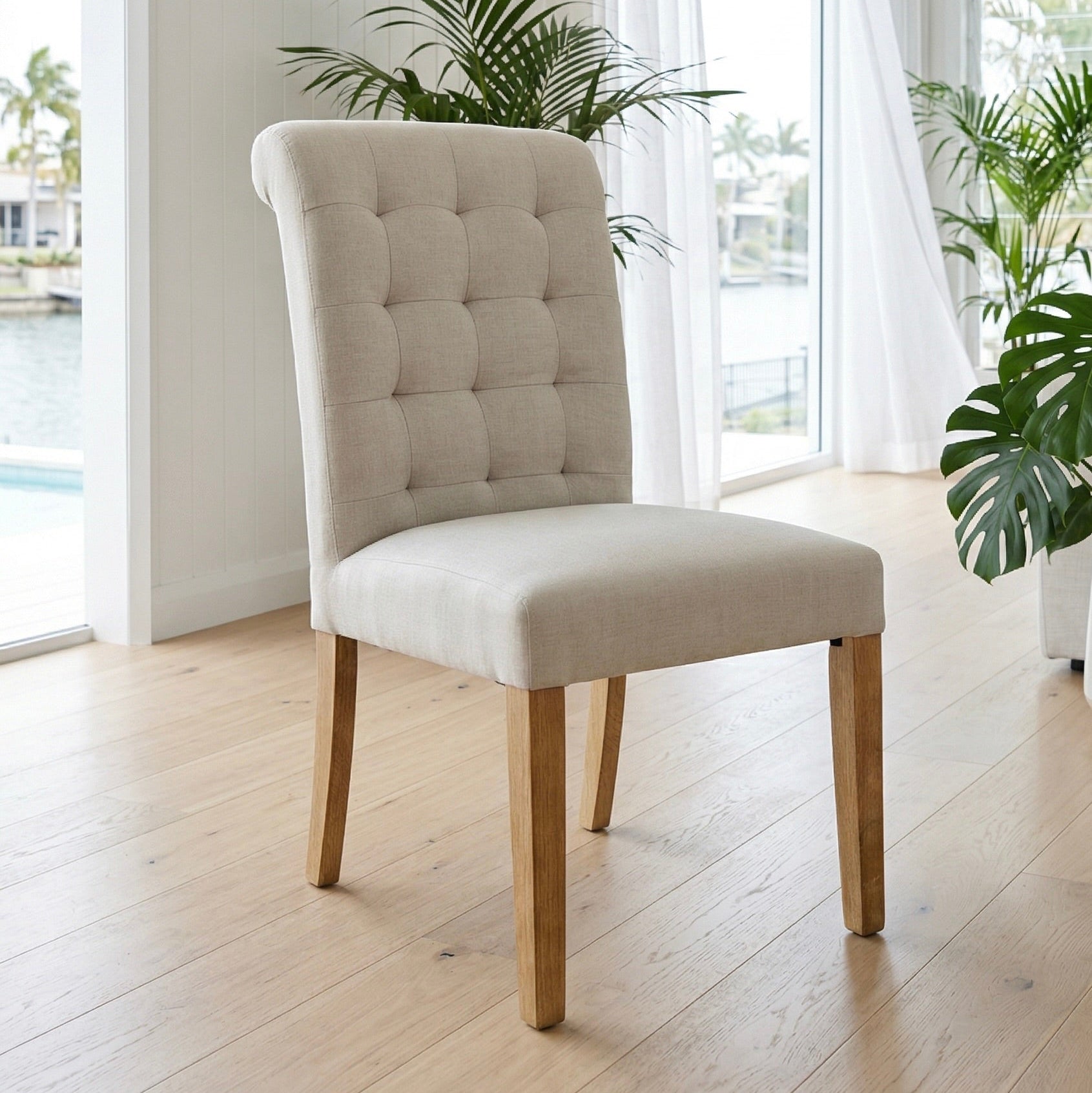 Neutral Rollback Dining Chair