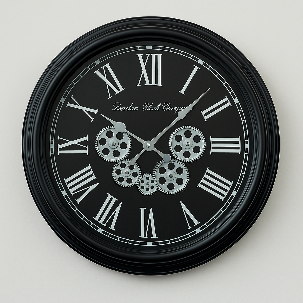 Black Luxe Cog Clock