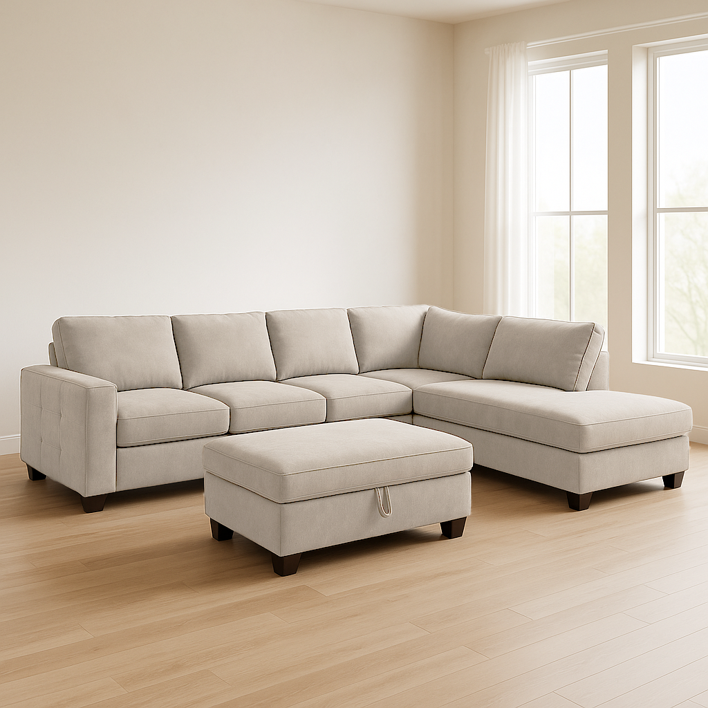 Brighton Chaise Lounge + Ottoman (Bone)