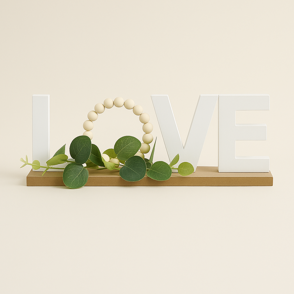 Love Plaque with Greenery