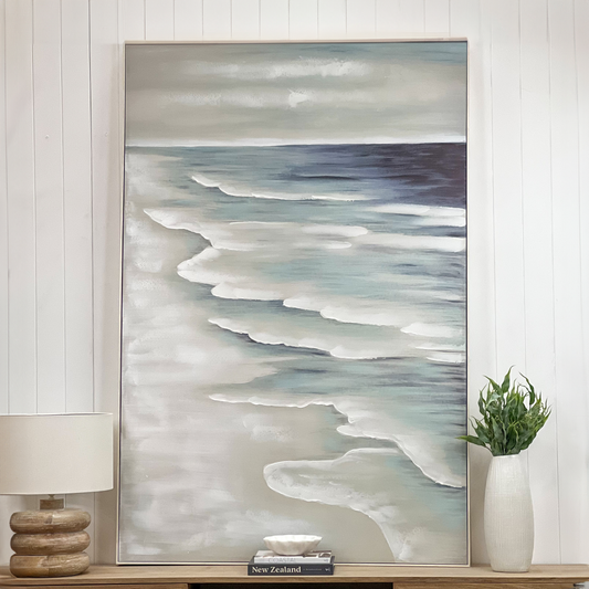 Large Coastal Horizon Painted Canvas