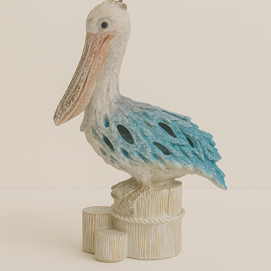 Coral Texture Pelican on Stump