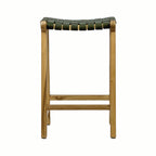 Miami Green Leather Backless Stool