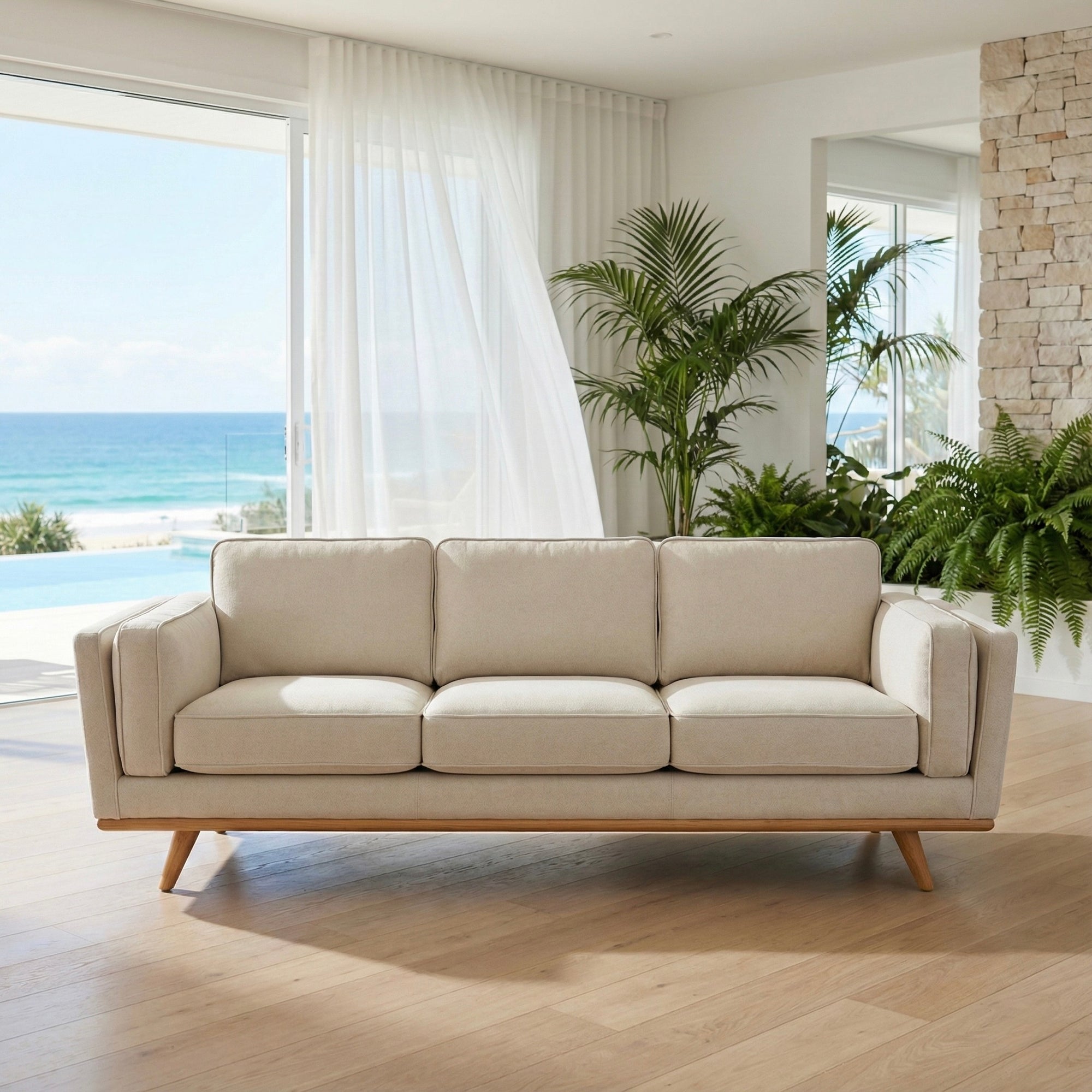 Easton 3 Seater Bone