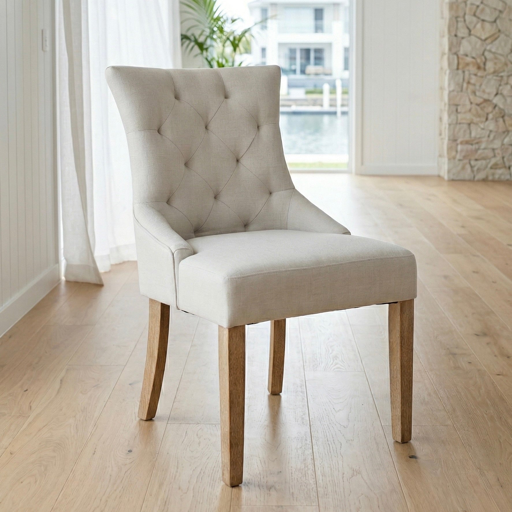 Neutral Wingback Dining Chair