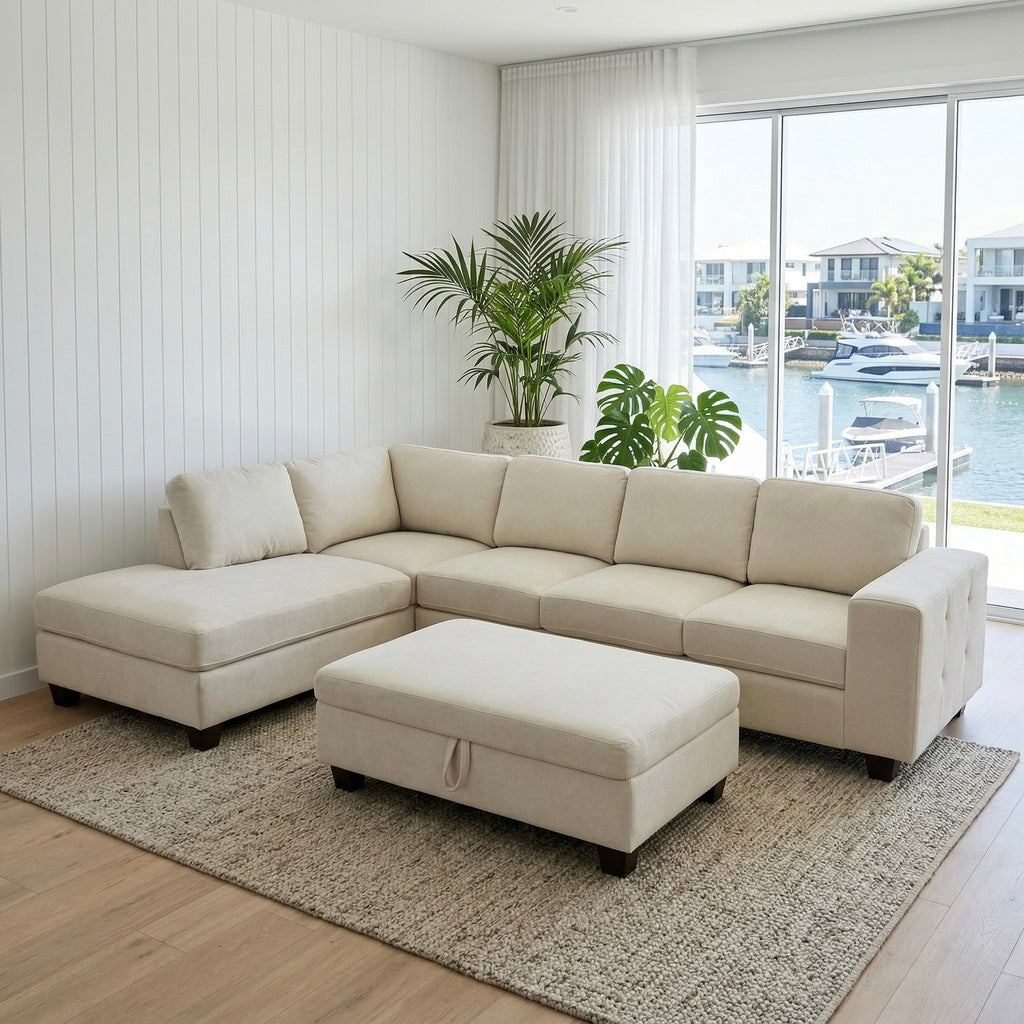 Brighton Chaise Lounge + Ottoman (Bone)