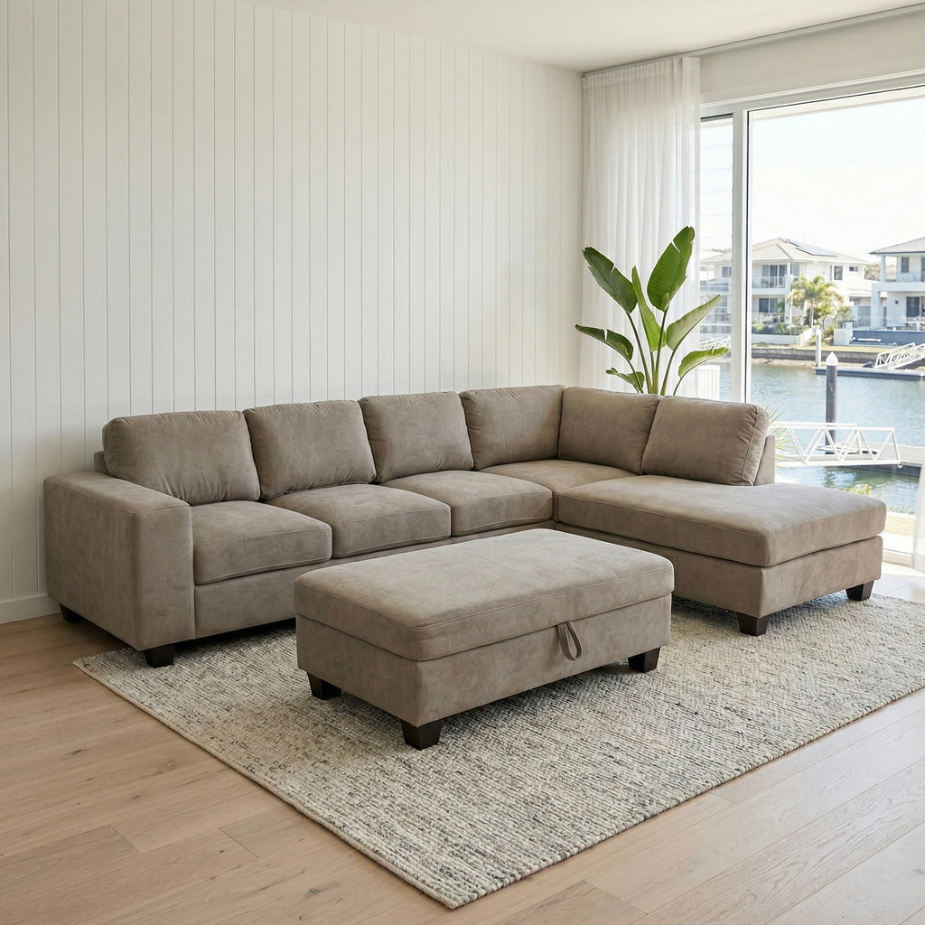 Brighton Chaise Lounge + Ottoman (Latte)