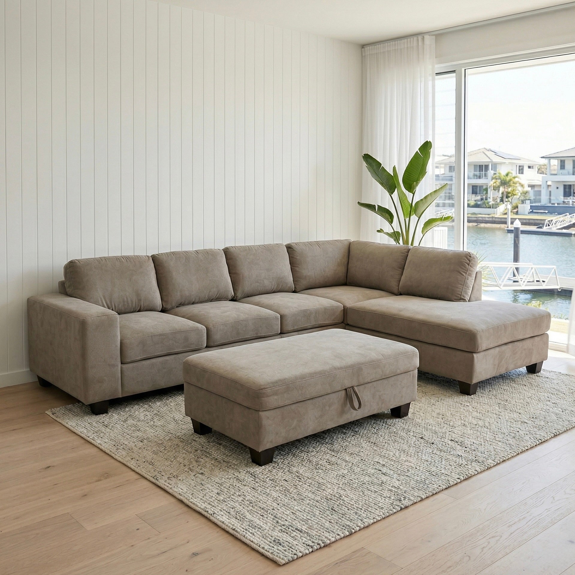 Brighton Chaise Lounge + Ottoman (Latte)
