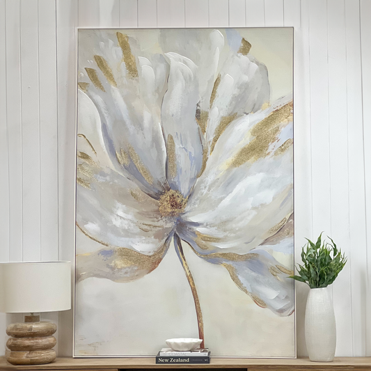 Large Gold Magnolia Painted Canvas