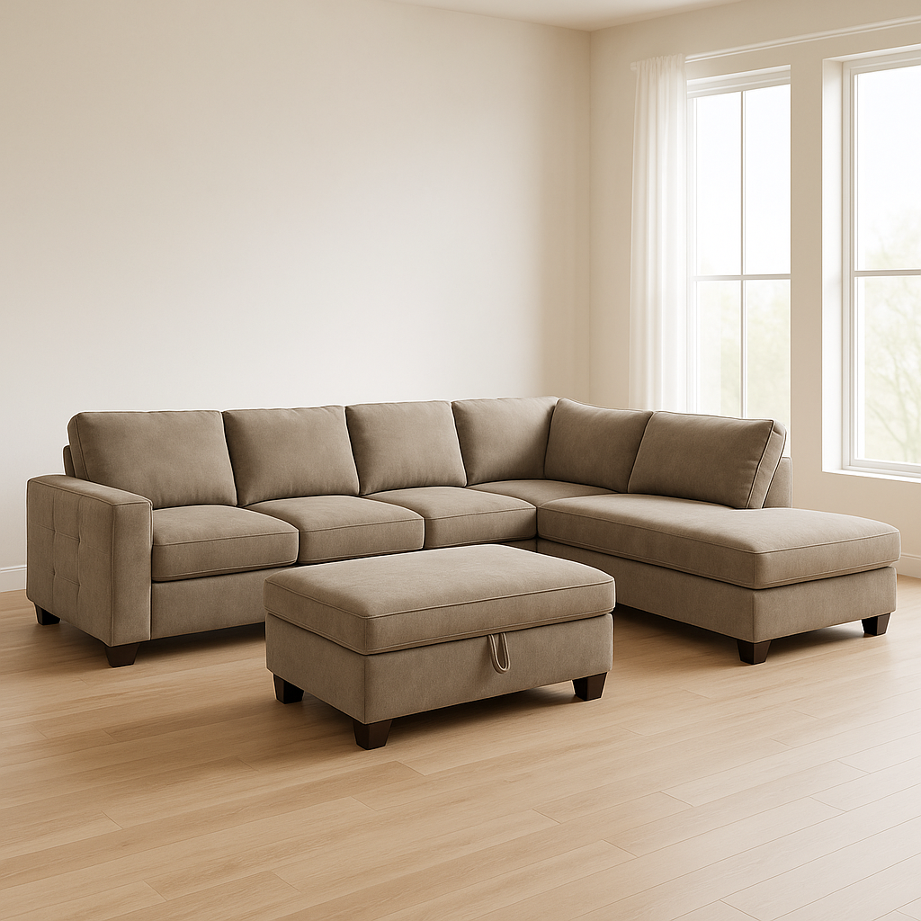 Brighton Chaise Lounge + Ottoman (Latte)