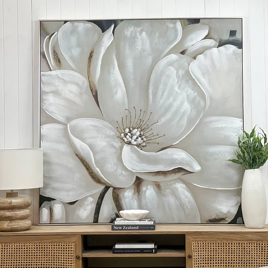 Large Magnolia Bloom Painted Canvas