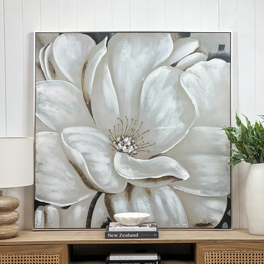 Small Magnolia Bloom Painted Canvas