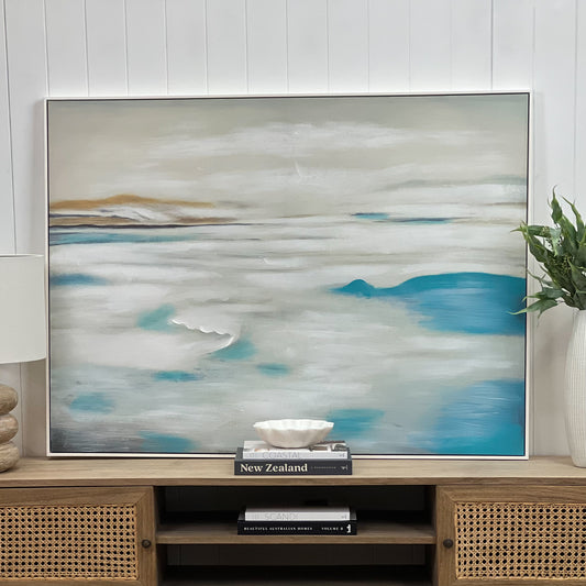 Small Turquoise Waves Painted Canvas