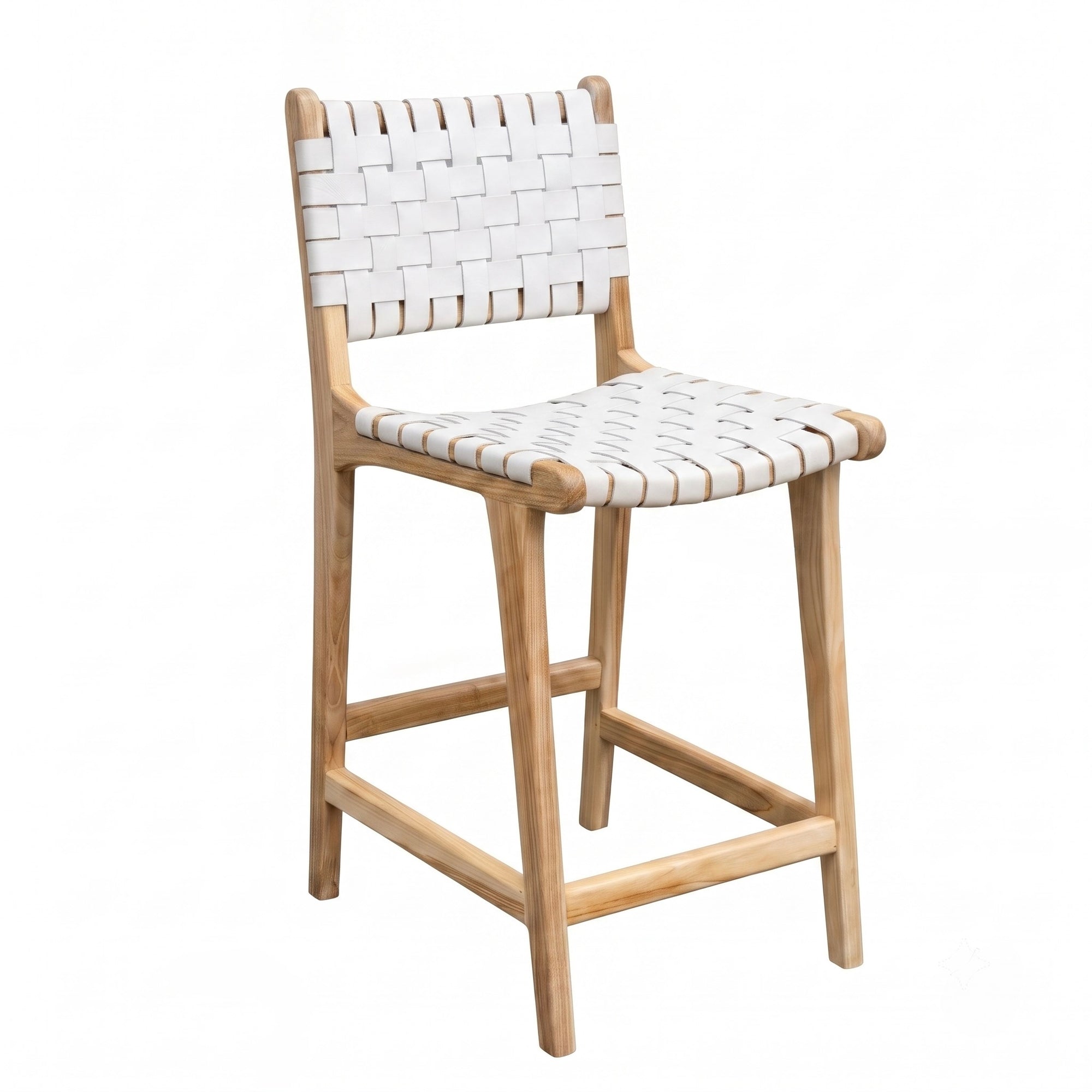 Miami White Leather Stool