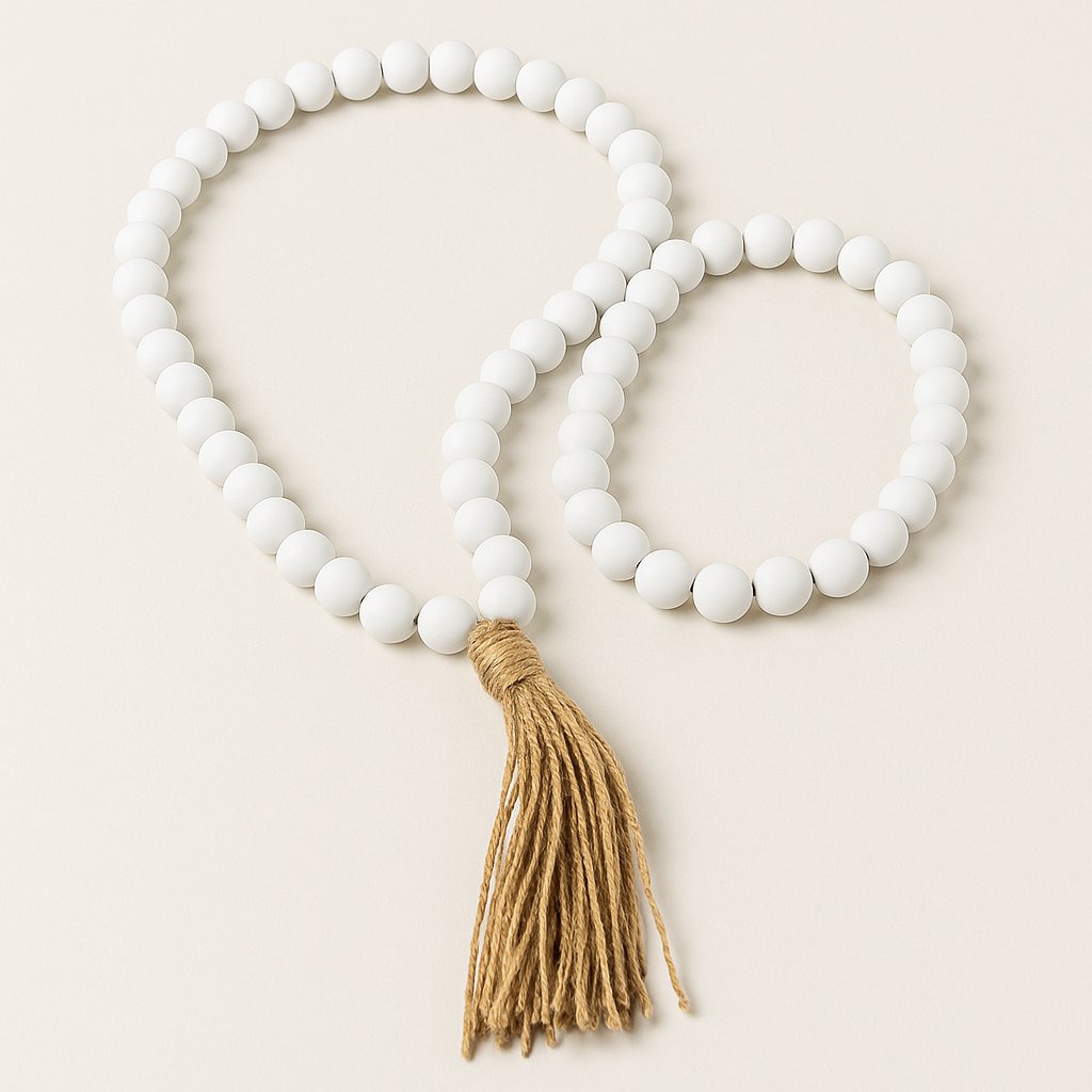 White Beads with Rope