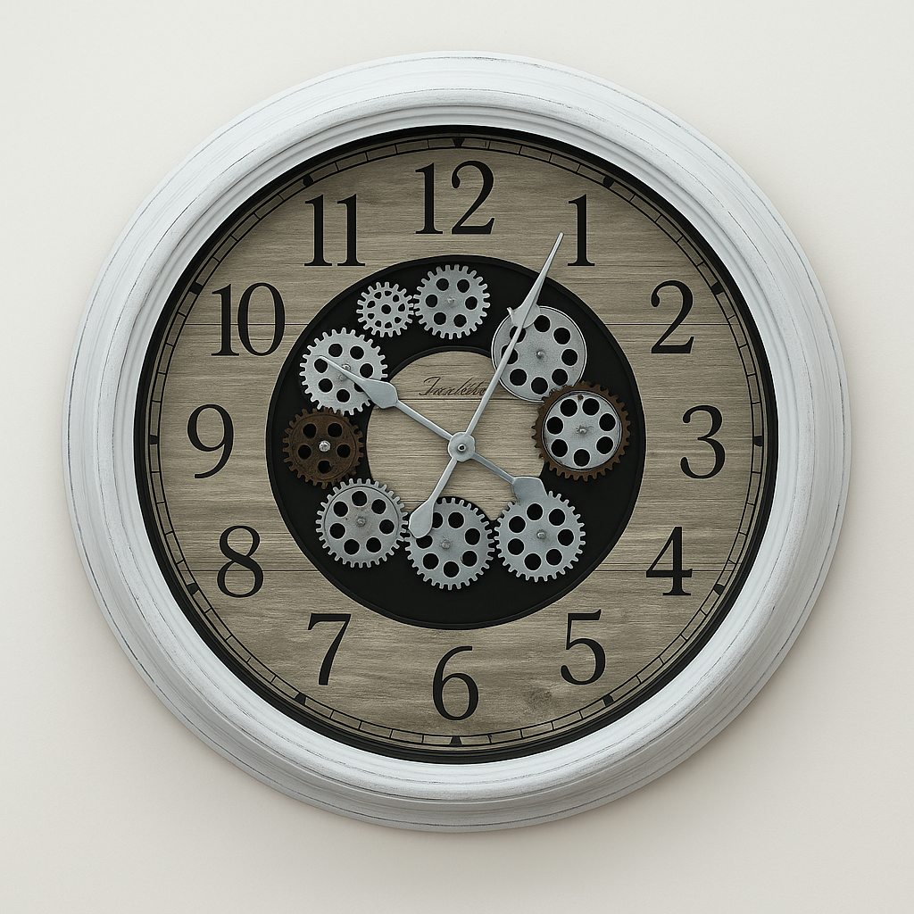 White Luxe Cog Clock