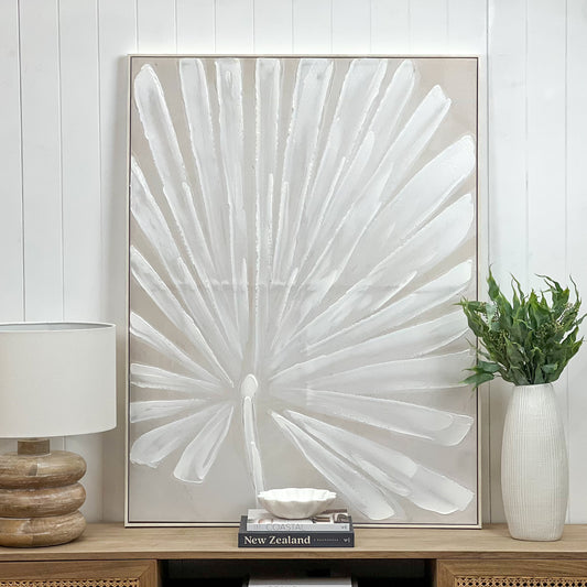 White Leaf Painted Canvas